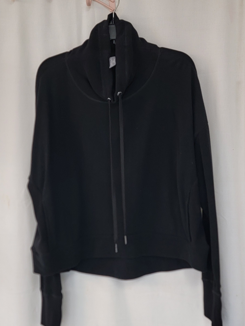 Sweaty Betty Black Funnel-Neck Drawstring Pullover Hoodie